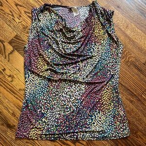 EUC CDW Satiny Sleeveless Flower Top Medium